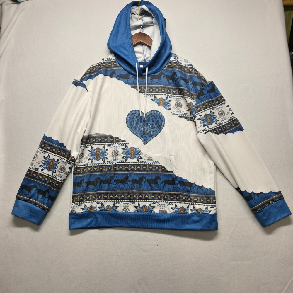 Shein Women's Western Aztec/Ethnic Style Horse Print Hoodie Size XL